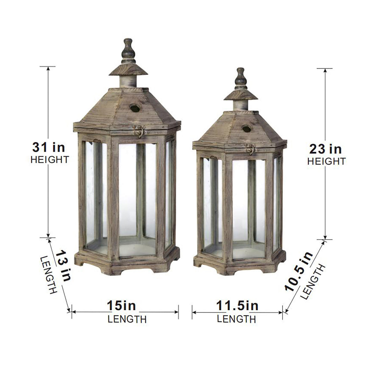 S/2 Graca Polygon Temple Garden Lanterns