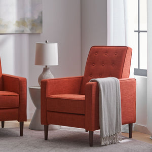 Mid-Century Modern Recliner With Button Tufted Waffle Stitch