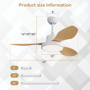 Ceiling Fan With 22W LED Light And Remote Control