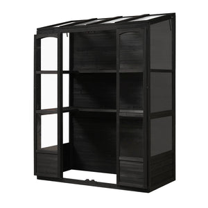 TOPMAX 78-inch Wooden Walk-in Greenhouse with Skylights and Folding Shelves