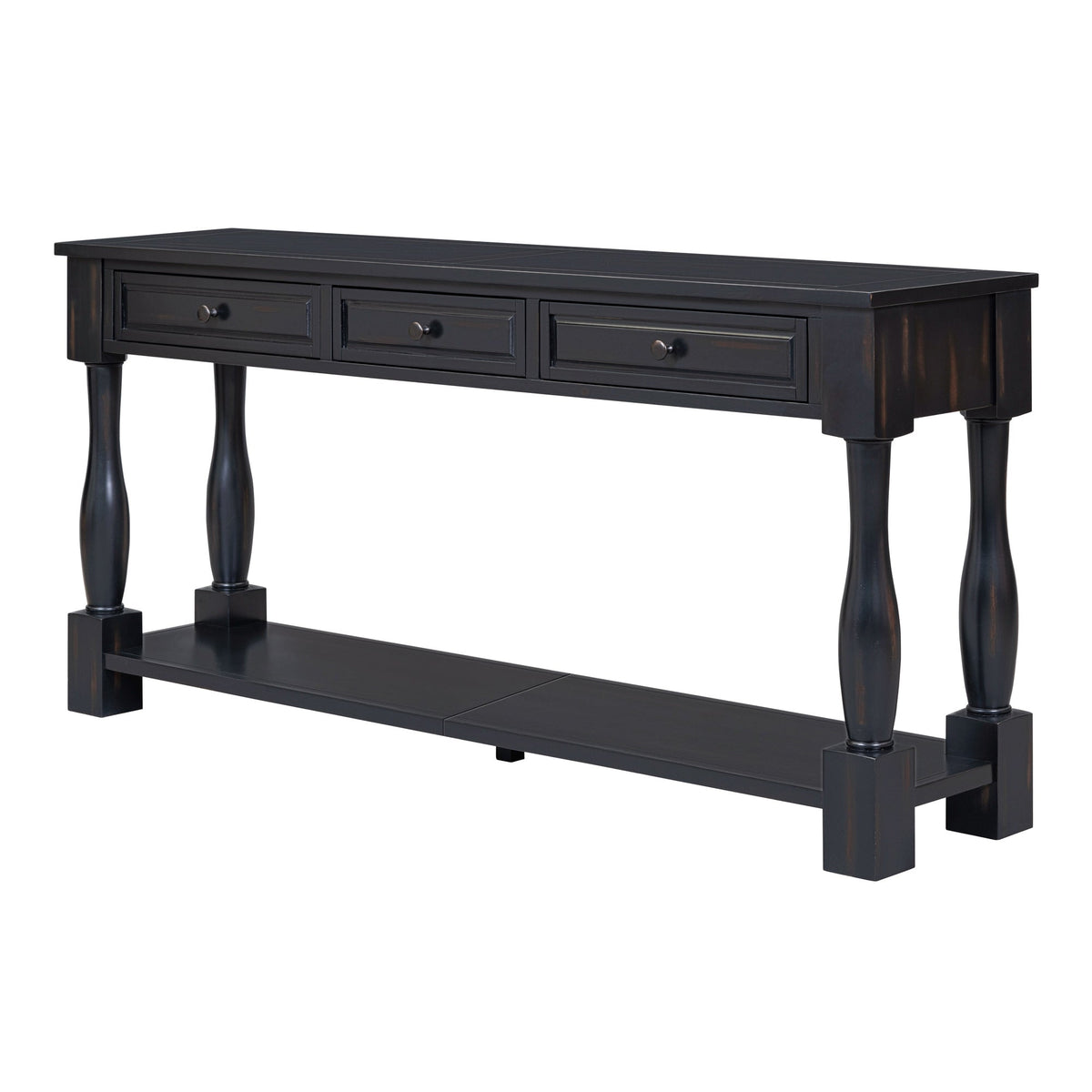 TREXM 63" Long Console Table with Drawers and Shelf