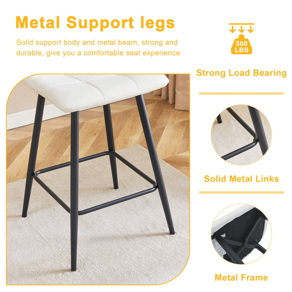 Bar Chair Set Comfortable With Metal Legs And Ergonomic Design