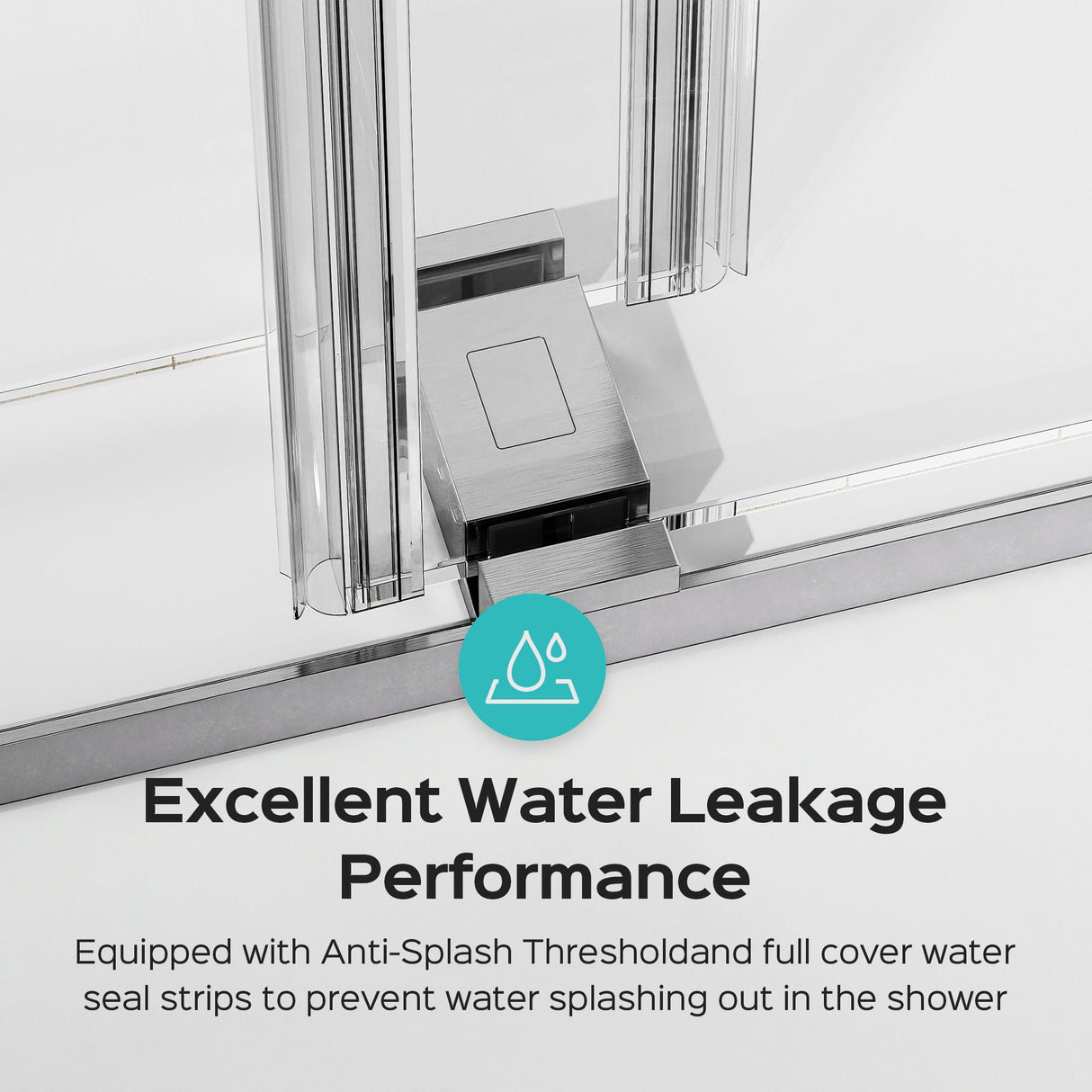 Frameless Double Sliding Shower Door In, Thick Tempered Glass, Reversible Installation