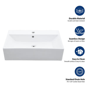 Console Sink With 304 Legs, 24" X 16.75", Wall Mounted Design - White / Black