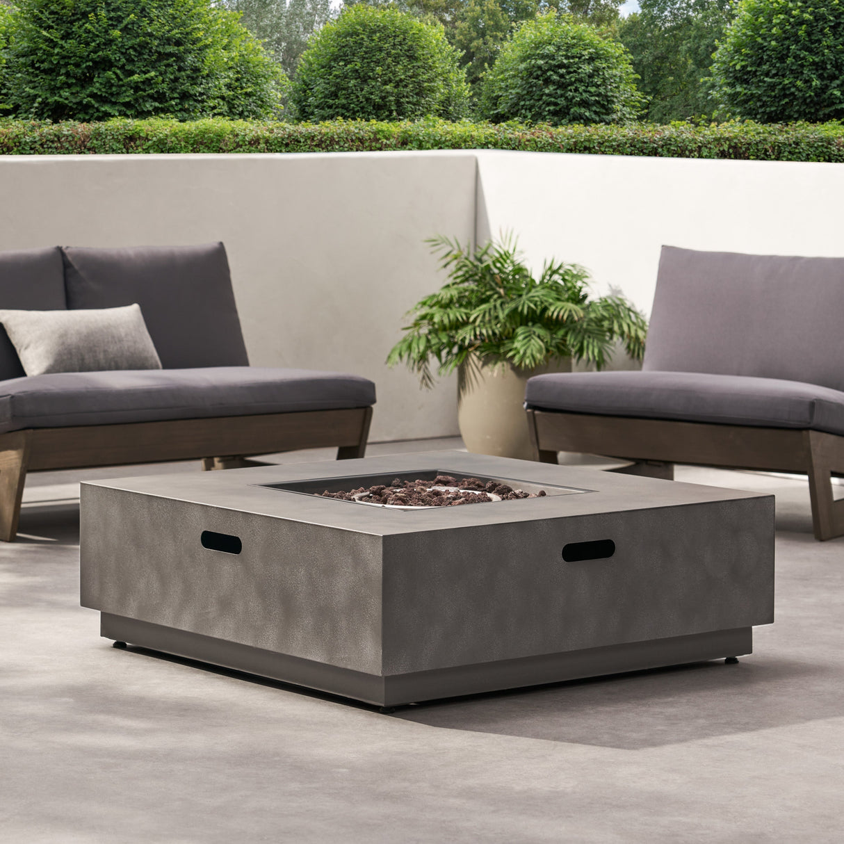 Modern Square Iron Fire Pit 50,000 BTU Stone Gray 39-Inch