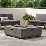 Modern Square Iron Fire Pit 50,000 BTU Stone Gray 39-Inch