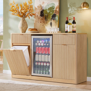K&K 59" Coffee Bar Cabinet with Fridge Space