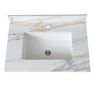 Elegant Vanity Top With Undermount Sink And Backsplash, Sintered Stone