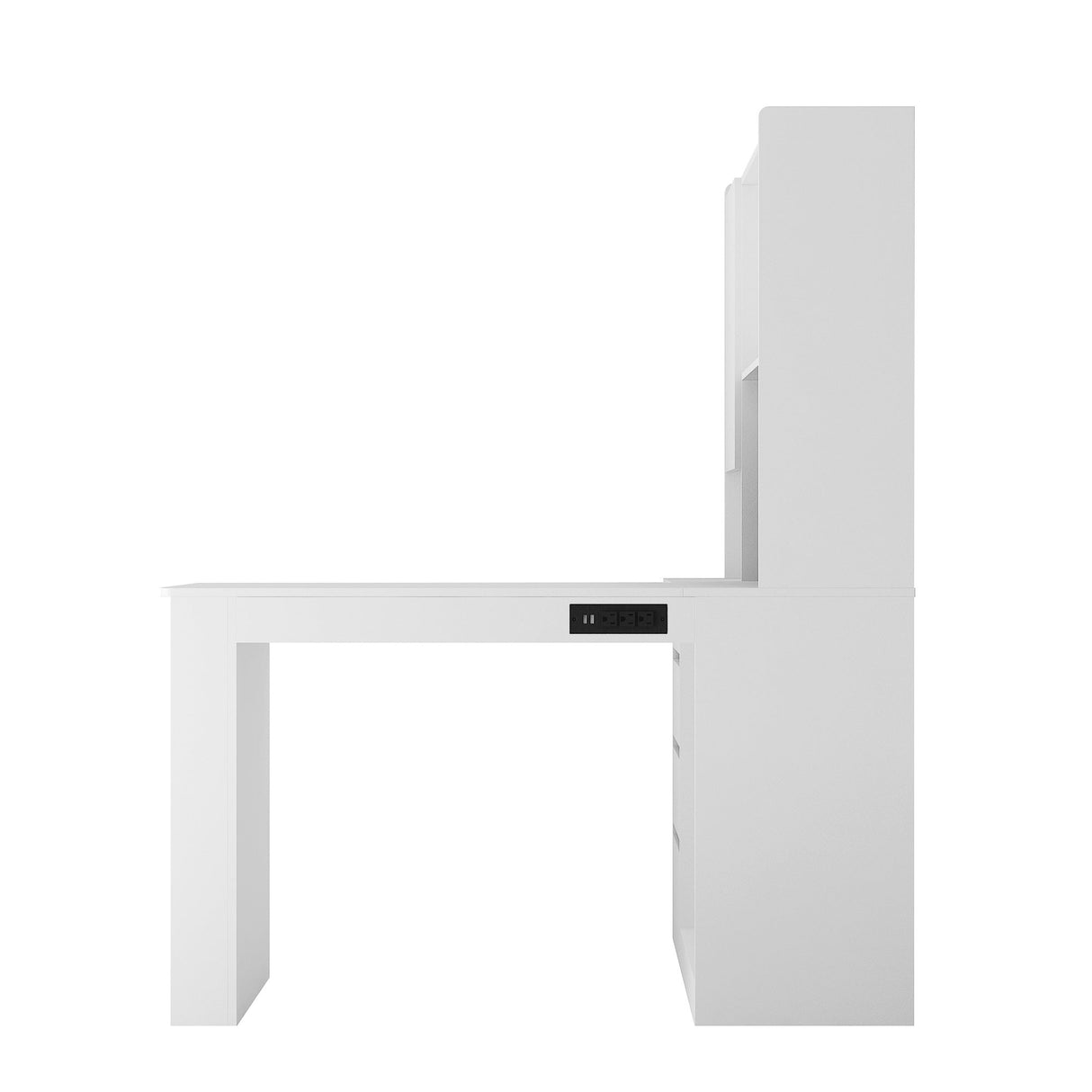 L Shaped Desk with Charger and Drawers