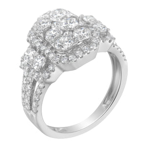 14K White Gold 2 1/4 Cttw Diamond Cocktail Cluster Ring (G-H Color, SI2-I1 Clarity) - Size 7