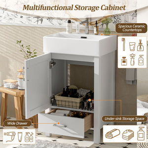 Bathroom Vanity With Sink, Frame And Drawer