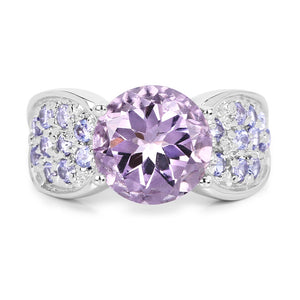 4.07 Carat Genuine Amethyst & Tanzanite .925 Sterling Silver Ring