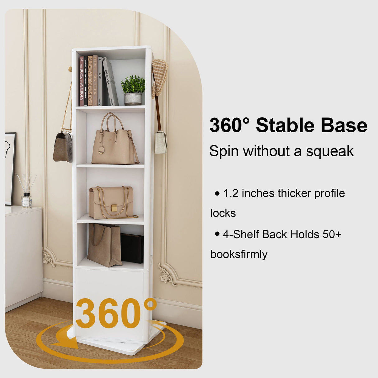 360° Rotating Makeup Cabinet With Full Length Mirror