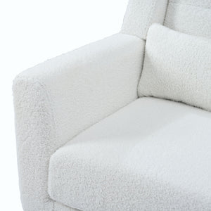Modern Accent Chair, Arm Chairs For Living Room, Upholstered Mordern Armchair, Comfy Soft Padded Lounge Chair In Small Space, Bedroom, With Pillow, Solid Wood Leg