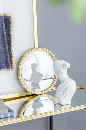 Round Mirror, Circle Mirror With Iron Frame For Living Room Bedroom Vanity Entryway Hallway