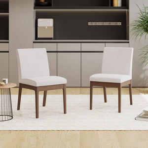 Dining Chairs With Upholstered Seat And Backrest (Set of 2) - Light Beige / Walnut