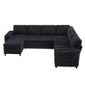 Convertible U-Shaped Sectional Sofa Bed With USB Ports And Storage