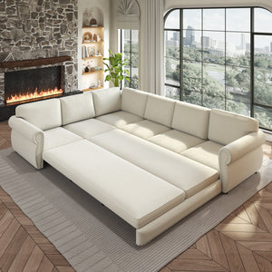 118" L-Shaped Convertible Sofa Bed