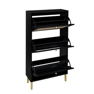Modern Rattan 3 Door Shoe Rack Cabinet for Entryway