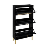 Modern Rattan 3 Door Shoe Rack Cabinet For Entryway