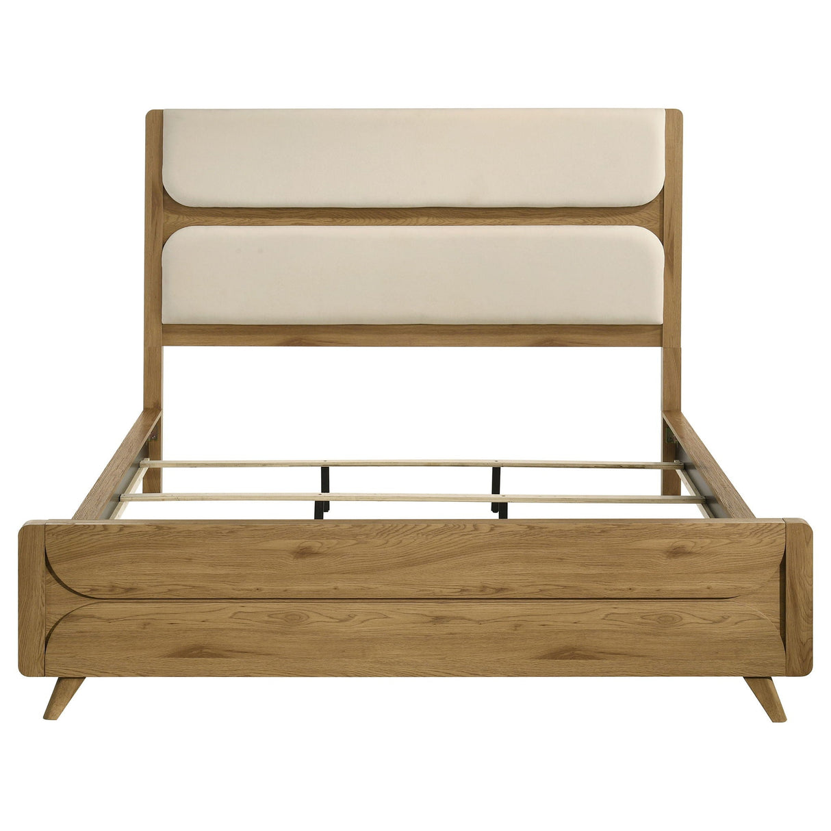 Bennett 62-inch California King Upholstered Panel Bed Cream and Light Oak
