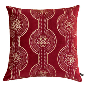 Red Holiday Embroidered Velvet Throw Pillow with Insert 20x20 Set of 2