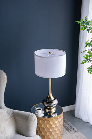 D15x29 Table Lamp with Glass Drum Shade – Aluminum Base