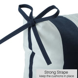 2-Piece High Back Chair Cushion Set, Navy Blue/White