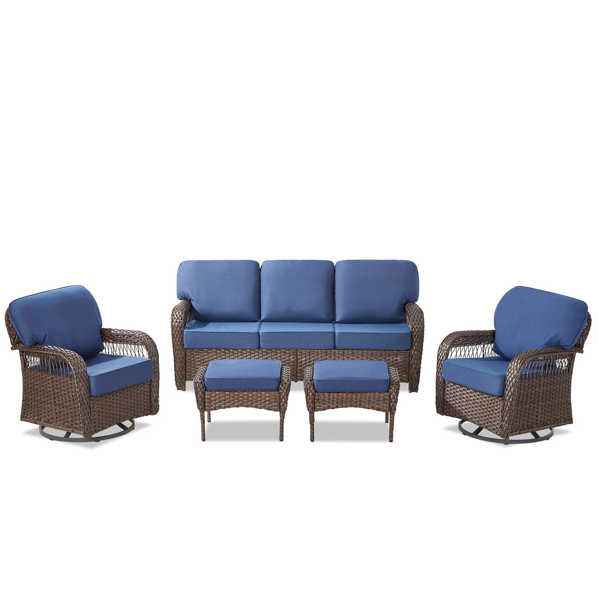 Luxury 5" Thick Cushioned 5 Pieces Patio Furniture Set