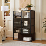 Modern Minimalist 51.2'' Tall Lighted Display Cabinet with Tempered Glass