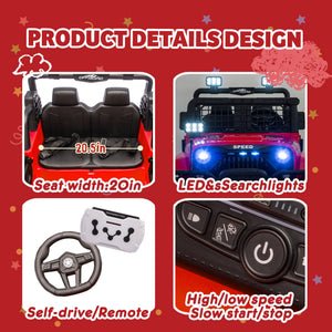 24V Two-Seater Kids Ride-On Electric Truck with Parental Control