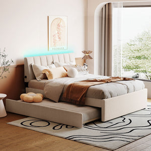 Upholstered Platform Bed With Trundle