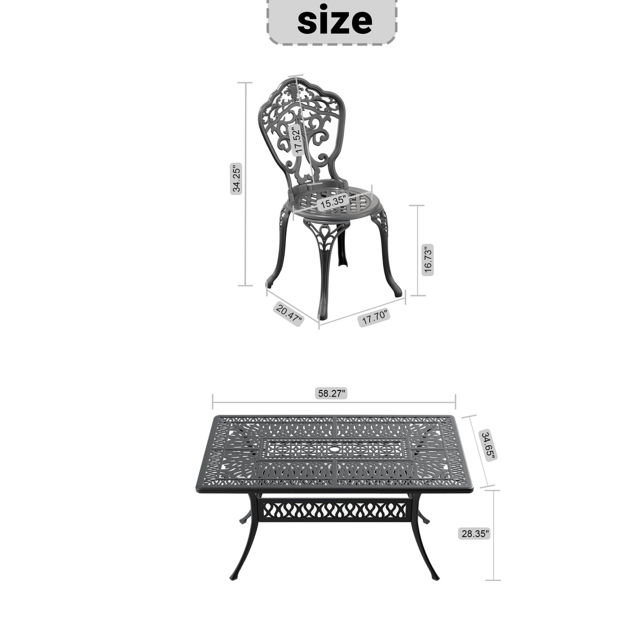 7-Piece Set Of All-Weather Cast Aluminum Dining Furniture Set