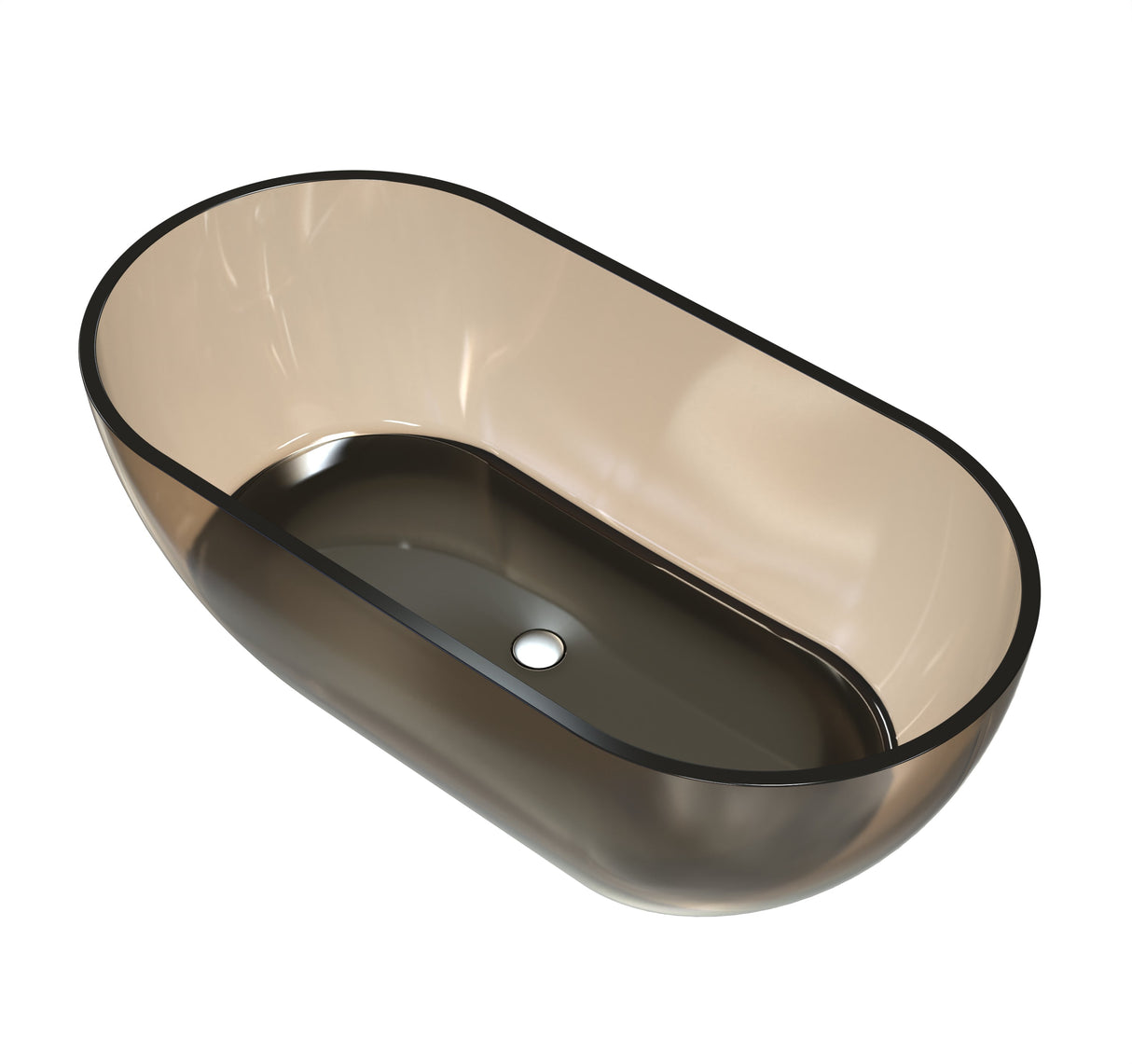 59 Inch Small-Size Resin Oval Freestanding Bathtub