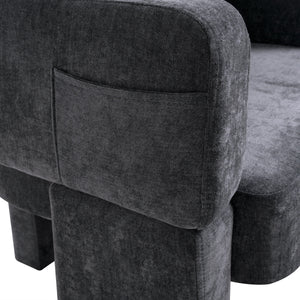 Modern 3-Leg Chenille Accent Chair with Ergonomic Arms & Removable Pillow