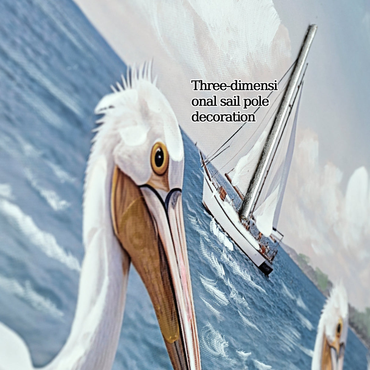 Beach Wall Art - Large Blue Ocean Seagull Canvas