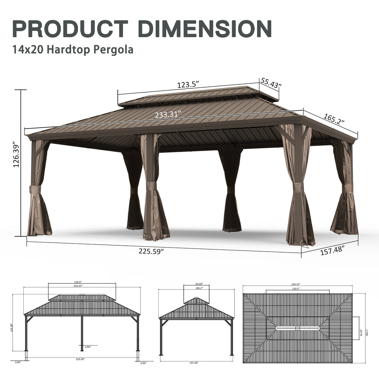 14' X 20' Hardtop Gazebo with Upgraded Features