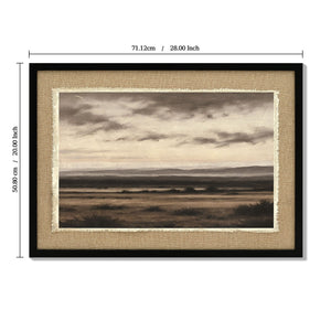 Vintage Landscape Large Framed Wall Art, Ember Black / Linen Sesame