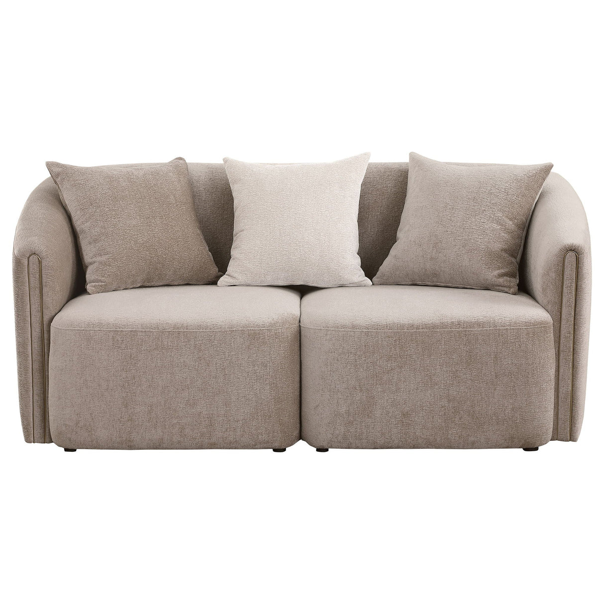 Silvana - Upholstered Rolled Loveseat With Curved Back And Foam Cushions - Beige