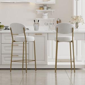 29'' Upholstered Velvet Bar Stools with Backrest & Footrest Set of 2