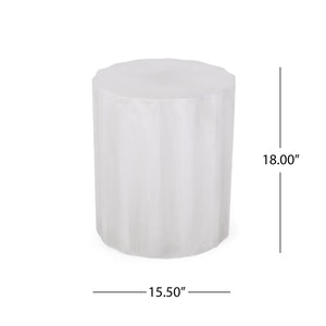 Outdoor End Table With Soft Wave Edge - Antique White