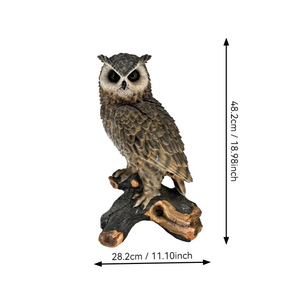 18.98' H x 11.10' L Simulated Owl Resin Garden Statue, Indoor & Outdoor Decorative Ornament, Lawn & Courtyard Art Craft Decoration