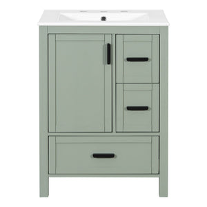 Bathroom Vanity with Sink, Soft-Close Doors & 3 Drawers - White, Black, Green
