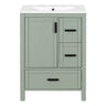 Bathroom Vanity with Sink, Soft-Close Doors & 3 Drawers - White, Black, Green