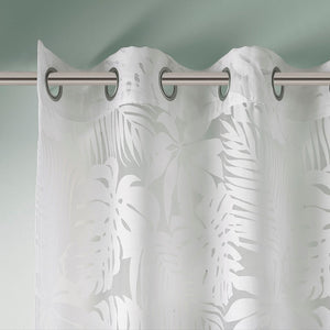 Palm Leaf Burnout Sheer Window Curtain White 50x84