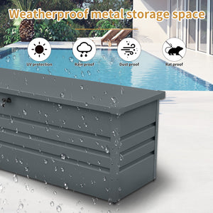 260 Gallon Metal Outdoor Deck Box Waterproof