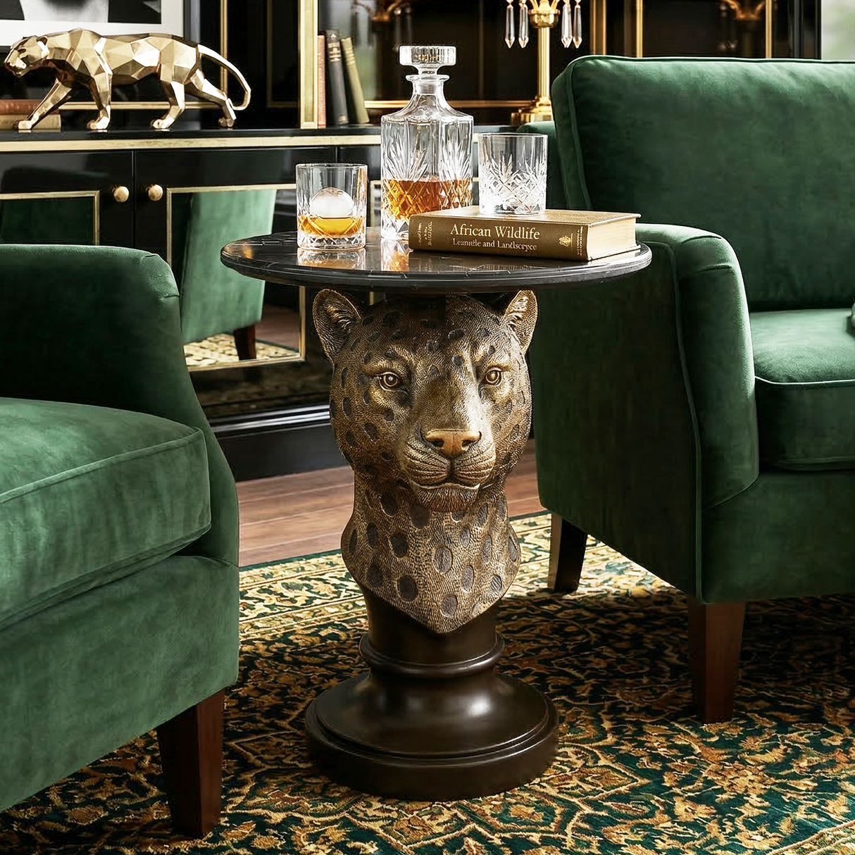 Leopard Head Accent Table