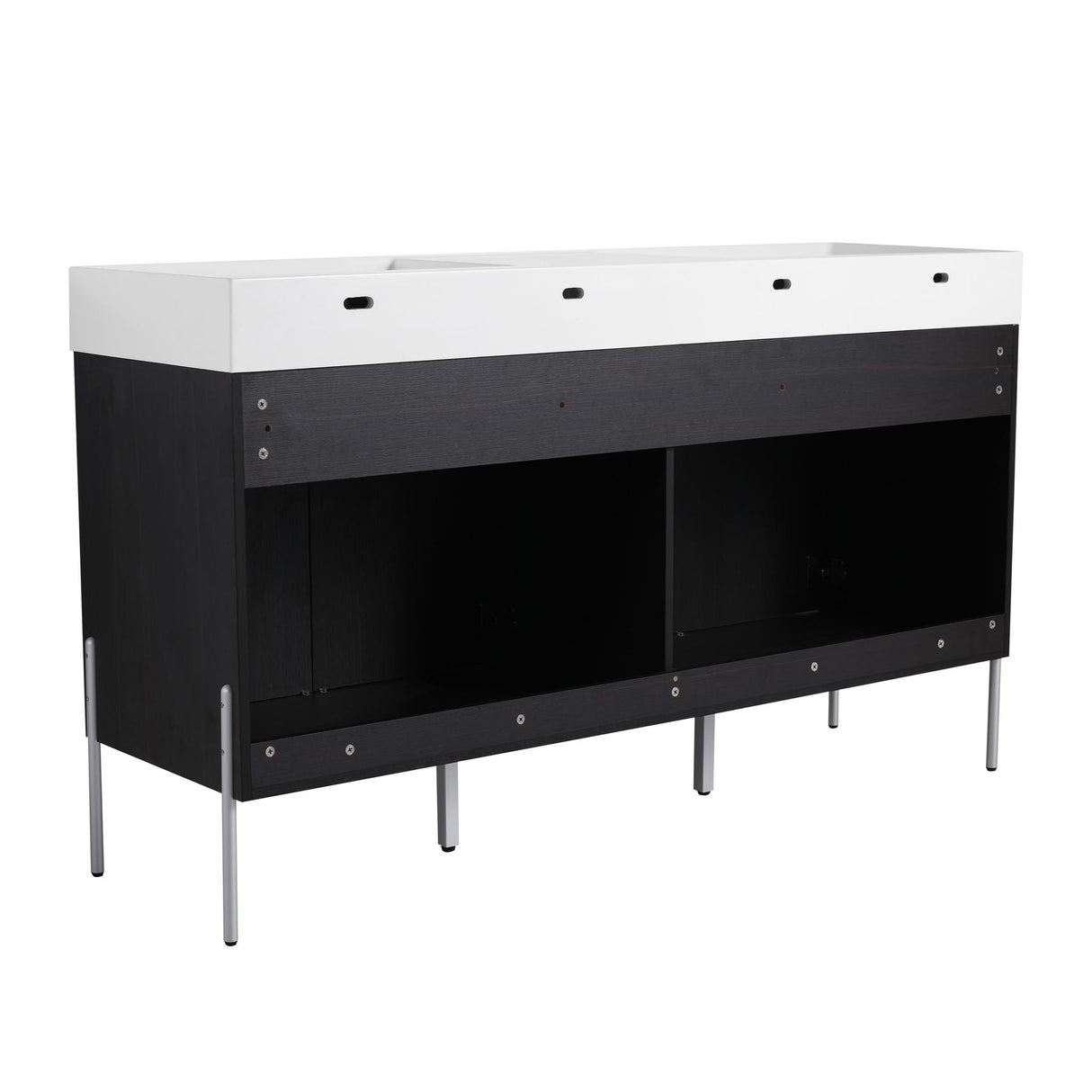 Freestanding Bathroom Vanity With Resin Sink And Storage Cabinet