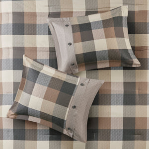 Herringbone Queen Comforter Set with Hypoallergenic Fill - Neutral