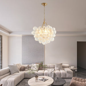 20-Inch Gold Pendant Light Chandelier with Threaded Clear Glass Globe Shade